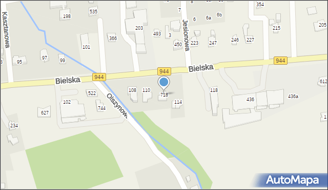 Jaworze, Bielska, 718, mapa Jaworze