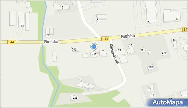 Jaworze, Bielska, 735, mapa Jaworze