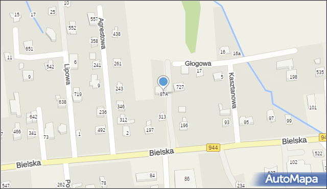 Jaworze, Bielska, 87A, mapa Jaworze