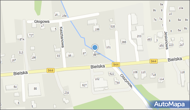 Jaworze, Bielska, 99, mapa Jaworze