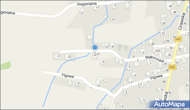 Jeleśnia, Białoniowa, 11, mapa Jeleśnia