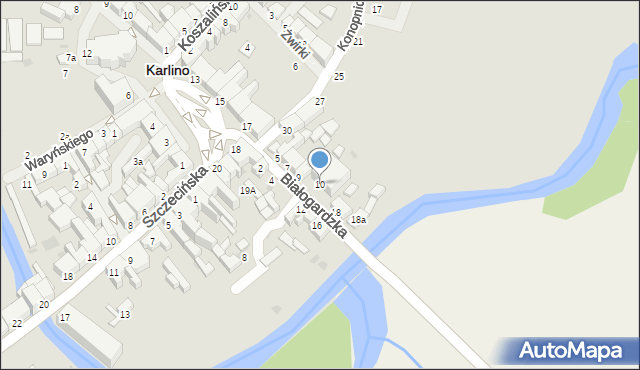 Karlino, Białogardzka, 10, mapa Karlino