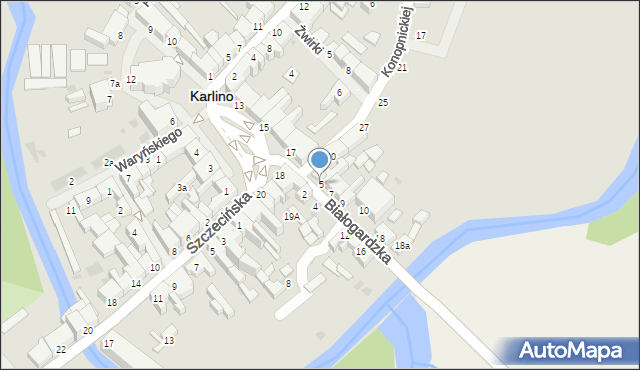 Karlino, Białogardzka, 5, mapa Karlino