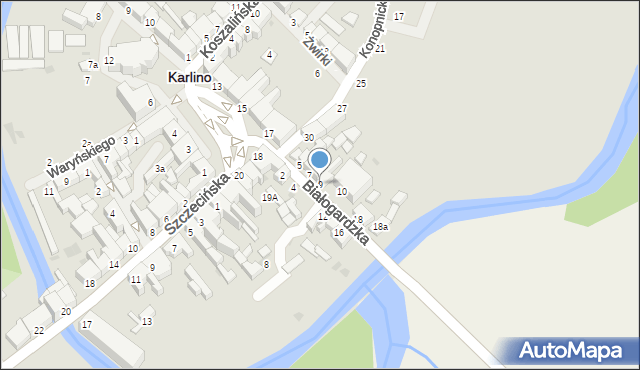 Karlino, Białogardzka, 9, mapa Karlino