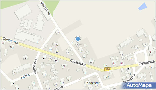 Kaszczor, Biała Góra, 5, mapa Kaszczor