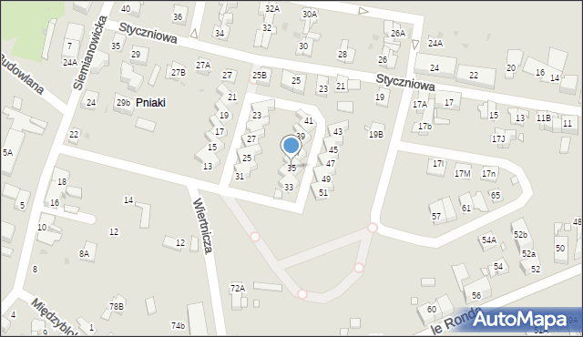 Katowice, Biniszkiewicza Józefa, 35, mapa Katowic