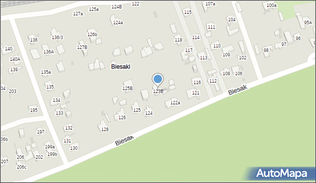 Kielce, Biesak, 123B, mapa Kielc