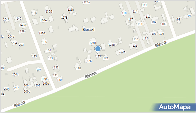 Kielce, Biesak, 125, mapa Kielc