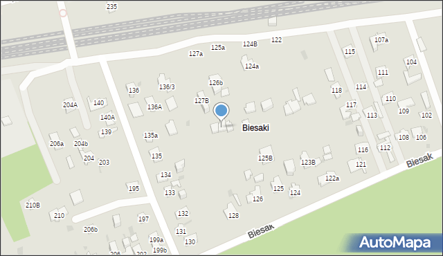 Kielce, Biesak, 127a, mapa Kielc