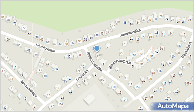 Kielce, Bieszczadzka, 3, mapa Kielc