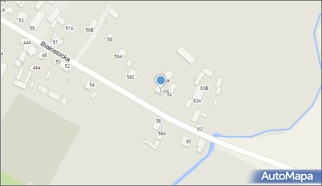 Knyszyn, Białostocka, 61a, mapa Knyszyn