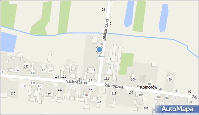 Komorów, Biblioteczna, 12, mapa Komorów