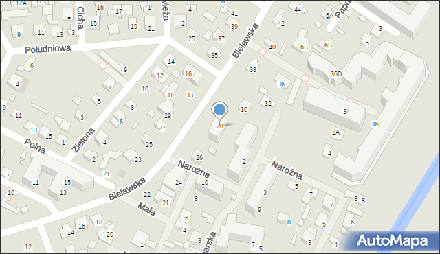 Konstancin-Jeziorna, Bielawska, 28, mapa Konstancin-Jeziorna