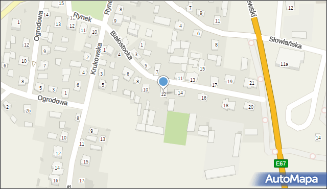 Korycin, Białostocka, 12, mapa Korycin