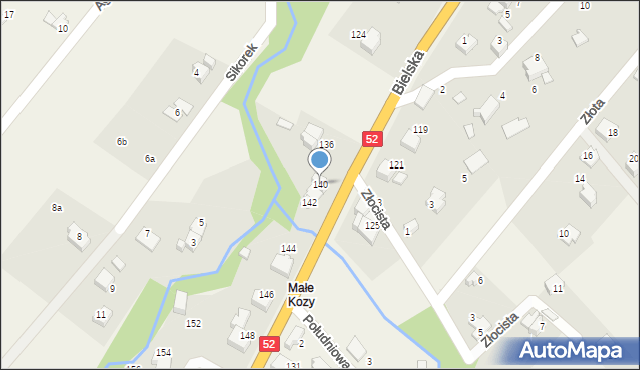 Kozy, Bielska, 140, mapa Kozy