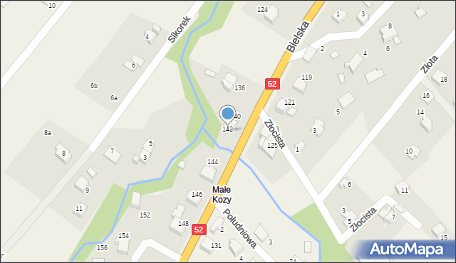 Kozy, Bielska, 142/1, mapa Kozy