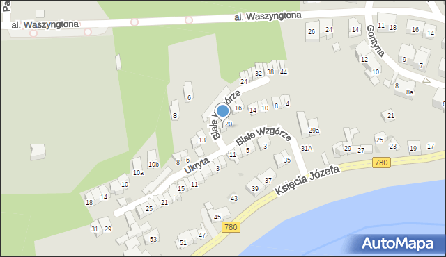 Kraków, Białe Wzgórze, 22, mapa Krakowa