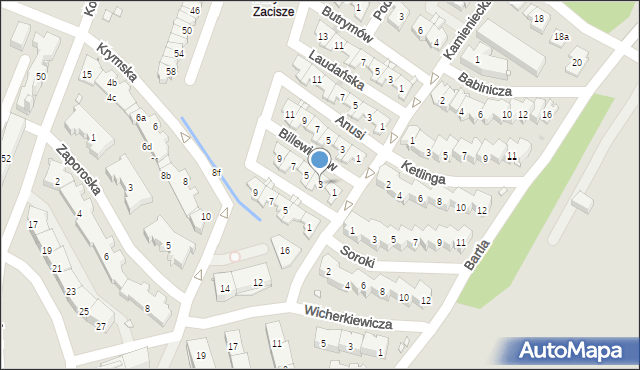 Kraków, Billewiczów, 3, mapa Krakowa