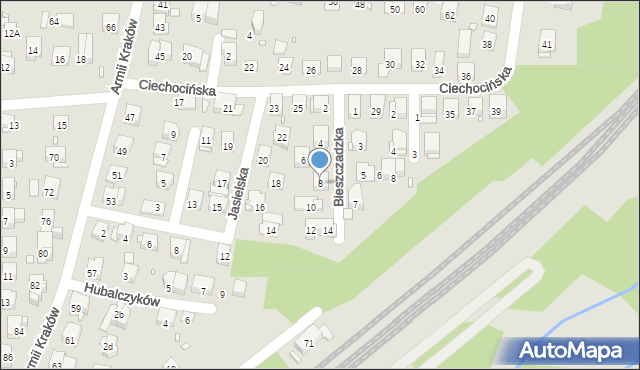 Kraków, Bieszczadzka, 8, mapa Krakowa