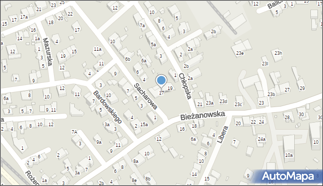 Kraków, Bieżanowska, 17, mapa Krakowa