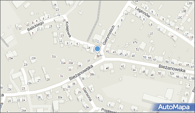 Kraków, Bieżanowska, 39, mapa Krakowa