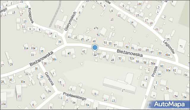 Kraków, Bieżanowska, 44, mapa Krakowa