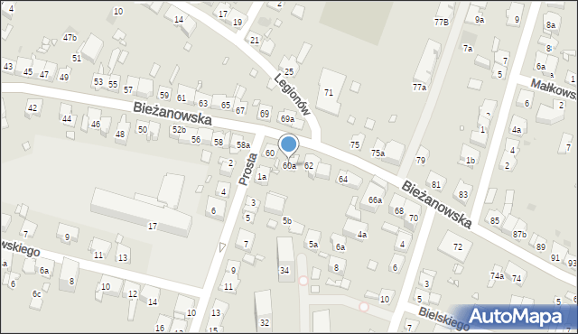 Kraków, Bieżanowska, 60a, mapa Krakowa