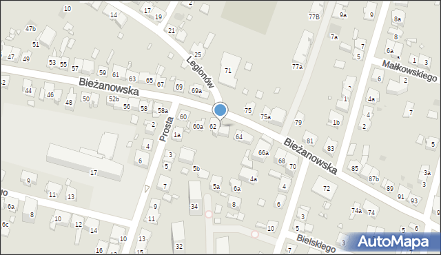 Kraków, Bieżanowska, 62a, mapa Krakowa