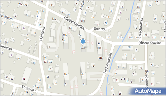 Kraków, Bieżanowska, 84a, mapa Krakowa