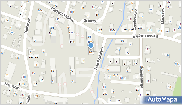 Kraków, Bieżanowska, 86a, mapa Krakowa