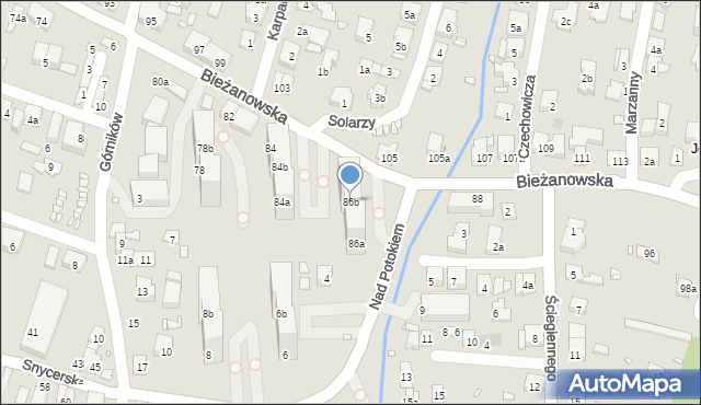 Kraków, Bieżanowska, 86b, mapa Krakowa