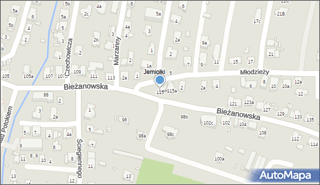 Kraków, Bieżanowska, 115, mapa Krakowa