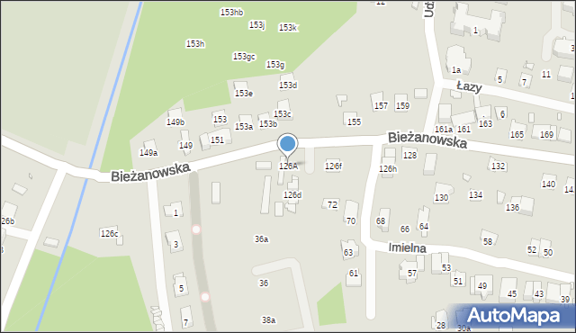 Kraków, Bieżanowska, 126A, mapa Krakowa