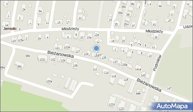 Kraków, Bieżanowska, 133, mapa Krakowa