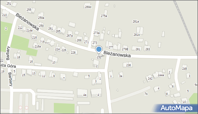 Kraków, Bieżanowska, 232, mapa Krakowa