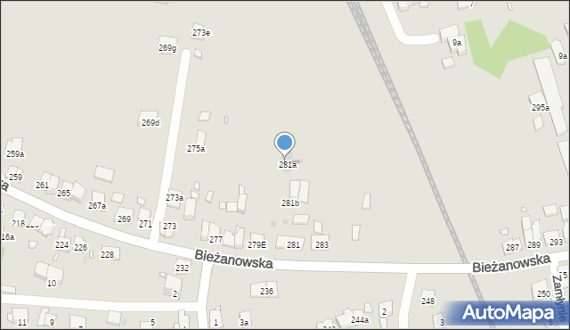 Kraków, Bieżanowska, 281a, mapa Krakowa