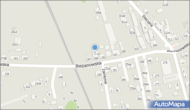 Kraków, Bieżanowska, 291, mapa Krakowa