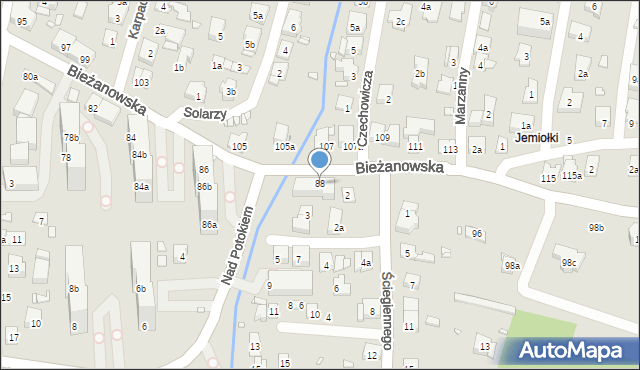 Kraków, Bieżanowska, 88, mapa Krakowa