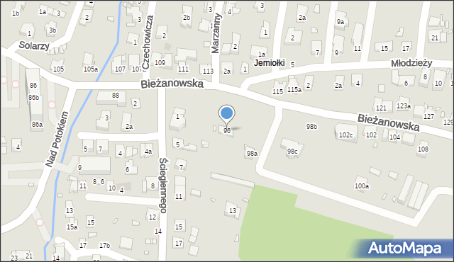 Kraków, Bieżanowska, 96, mapa Krakowa