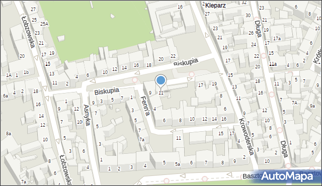 Kraków, Biskupia, 11, mapa Krakowa