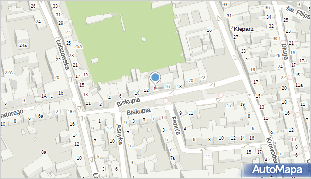 Kraków, Biskupia, 14, mapa Krakowa