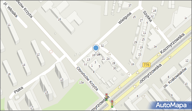Kraków, Bieńczycki Plac Targowy, 16a, mapa Krakowa