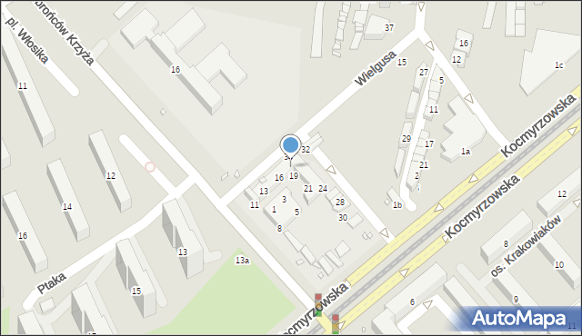Kraków, Bieńczycki Plac Targowy, 18a, mapa Krakowa