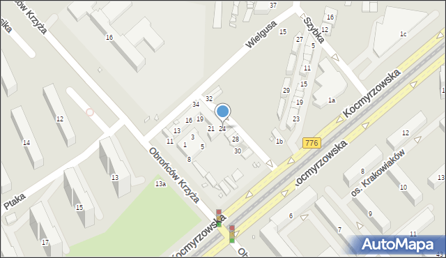 Kraków, Bieńczycki Plac Targowy, 24, mapa Krakowa