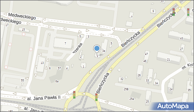 Kraków, Bieńczycka, 1, mapa Krakowa