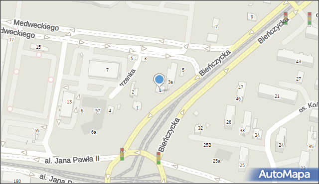 Kraków, Bieńczycka, 3, mapa Krakowa