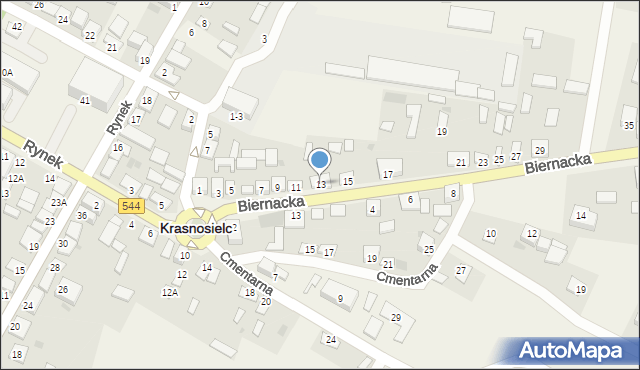 Krasnosielc, Biernacka, 13, mapa Krasnosielc