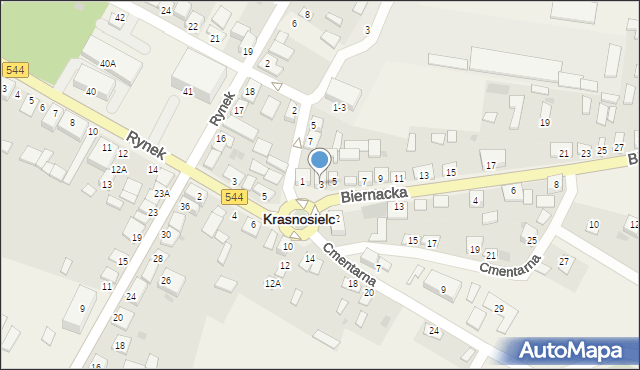 Krasnosielc, Biernacka, 3, mapa Krasnosielc