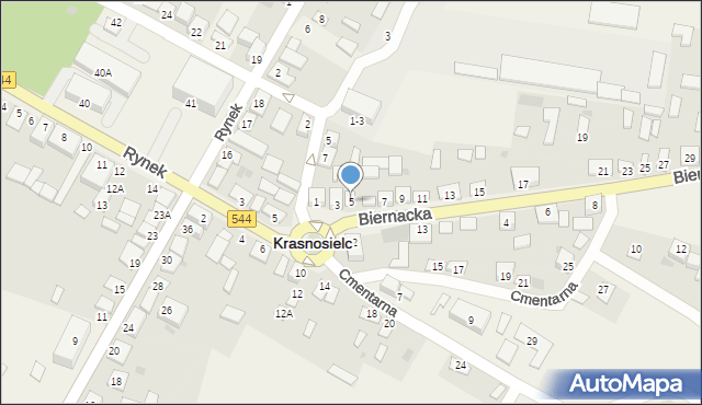 Krasnosielc, Biernacka, 5, mapa Krasnosielc