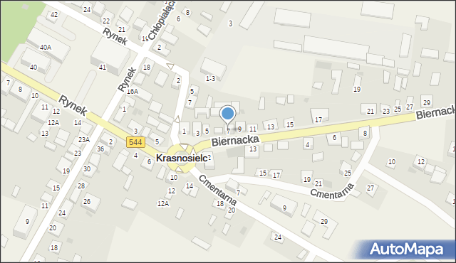 Krasnosielc, Biernacka, 7, mapa Krasnosielc